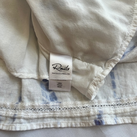 Rails Delilah White Linen Blend Midi Dress in Cloud Tie Dye Size L - Picture 10 of 12